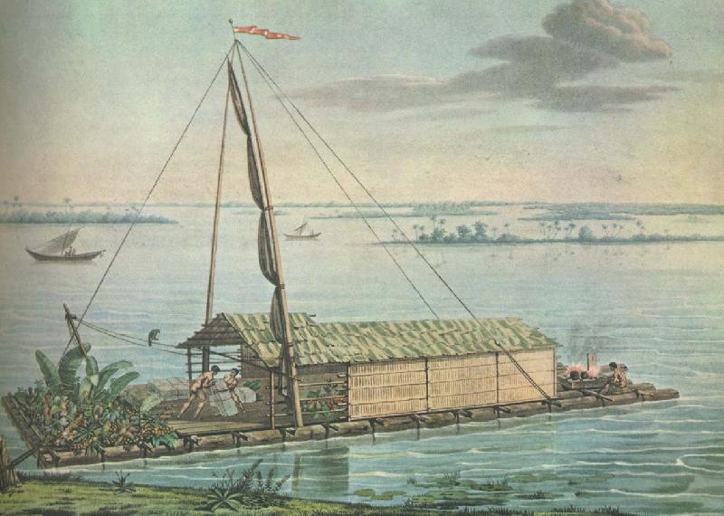 william r clark alexander uon humboldt anvande denna flotte pa guayaquilfloden i ecuador under sin sydaneri kanska expedition 1799-1804 oil painting image